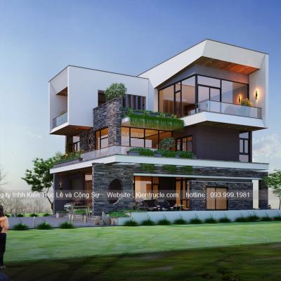 Thiết kế biệt thự 3 tầng 5 phòng ngủ