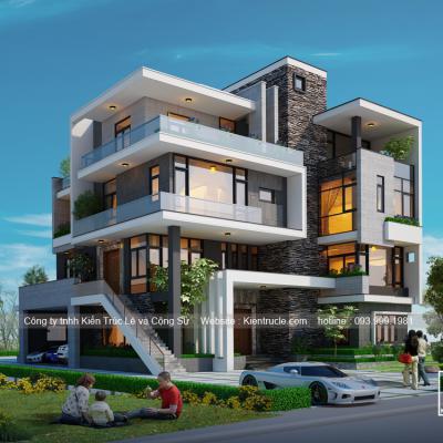 Mẫu biệt thự 4 tầng 300m2 đẹp